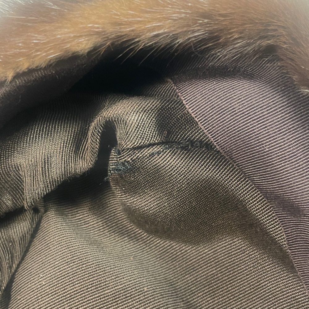 VINTAGE Brown Fur Women's Hat Maybe Mink. No Tags. I small flaw in lining Beret - Picture 8 of 8